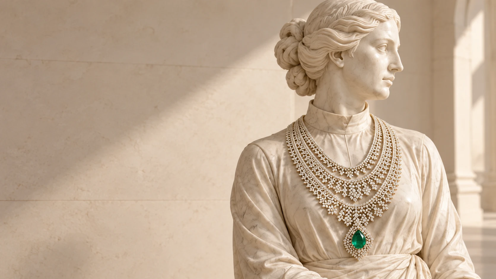 The Sculpted Heirloom: a draped sculpture with fine jewellery